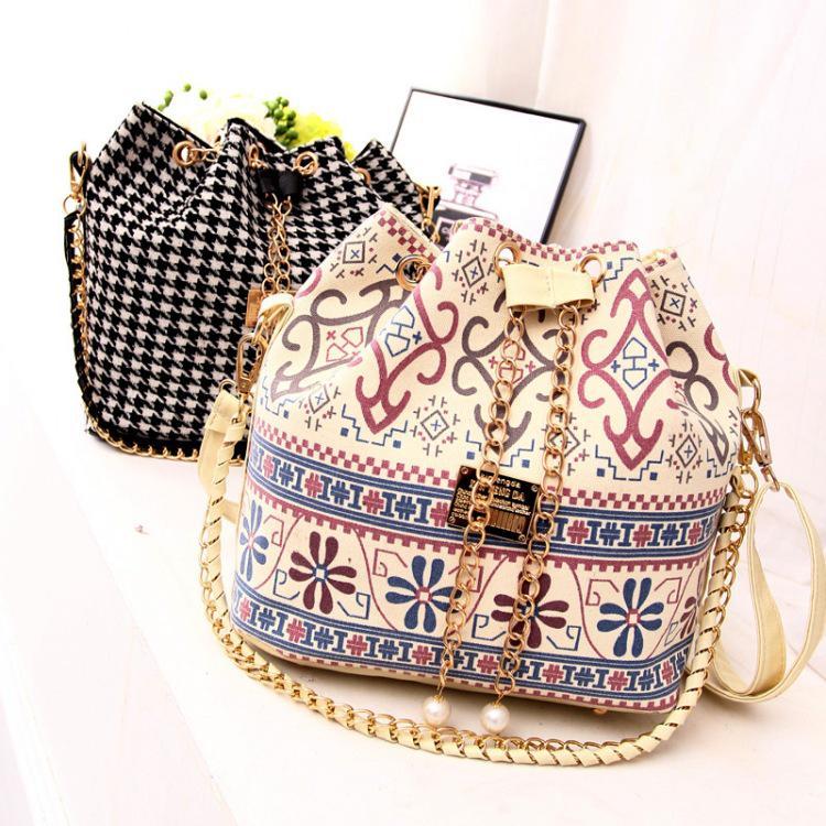 Women Bucket Bag Canvas Handbags Messenger Bags Female Crossbody Shoulder Bags Clutch Bag Purse