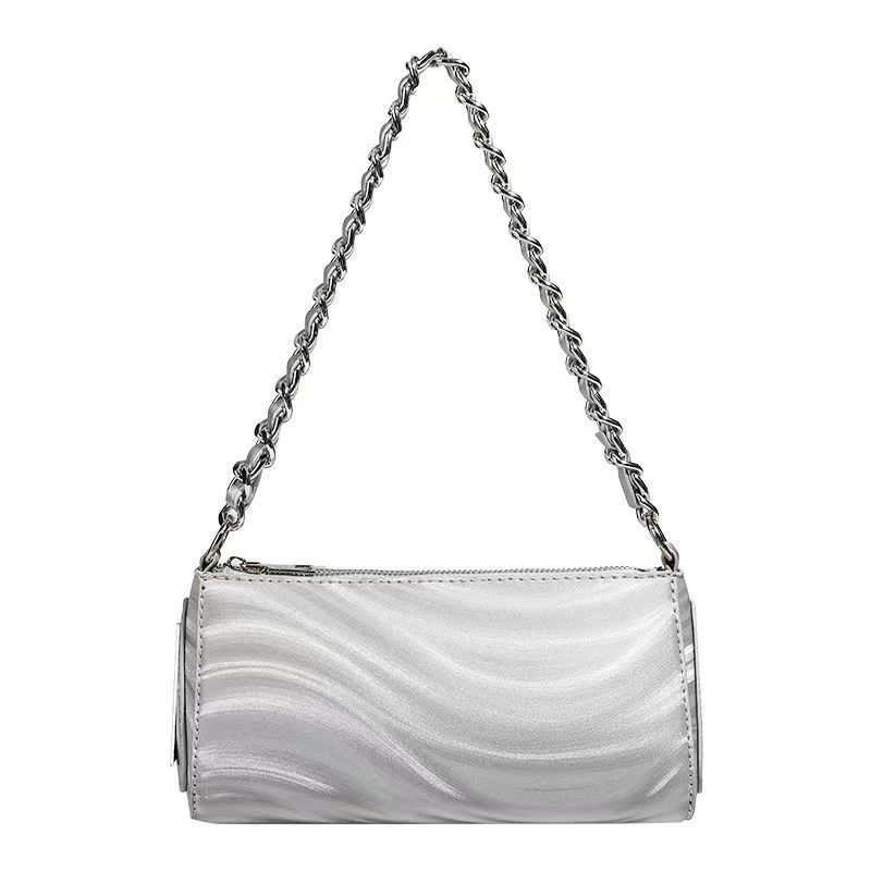 Textur Västerländsk Stil Liten Väska Dam Mode Alla Små Crossbody-väska Kedja Västerländsk Stil Enkel Axel Triangelväska