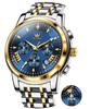 OLEVS Stylish Chronograph Popular Brand for Waterproof Quartz Wristwatch Men's Watch, Business, Large, Easy-to-Read Analog, (Blue-2892)