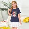 Girls' Round Neck Short Sleeves Christmas Witch  Group Print Casual Short Sleeves