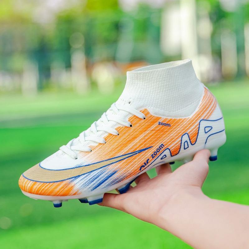 New seamless fly-woven high-top football shoes men's and women's long broken nails competition training shoes outdoor sports shoes