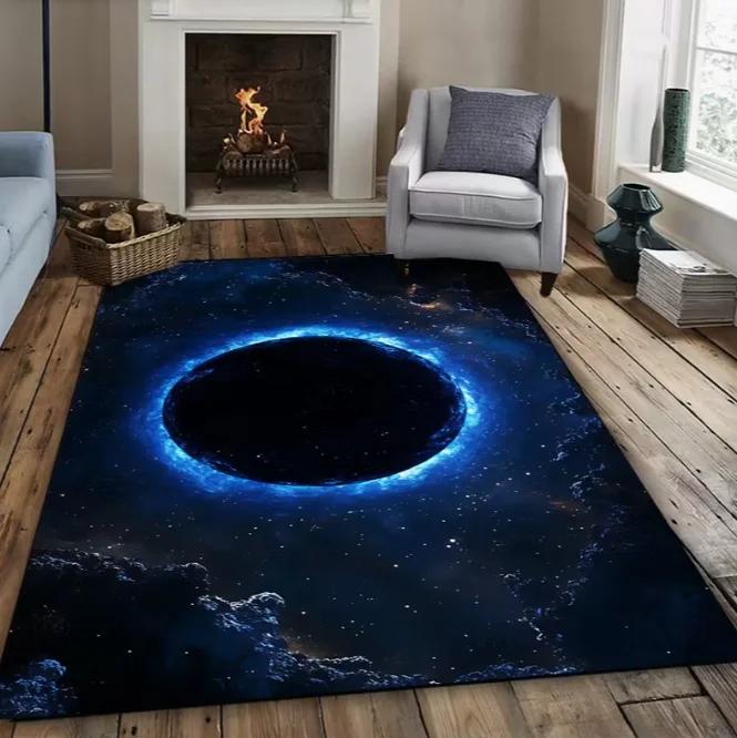 Space Themed Area Mat with Vivid Milky Way Planetary Design Soft Floor Mat Suitable for Living Room Bedroom Office Decoration