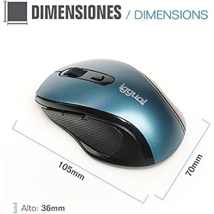 Wireless Mouse - IGGUAL - ERGONOMIC-M - 1600 DPI - Optical - Ergonomic - Blue