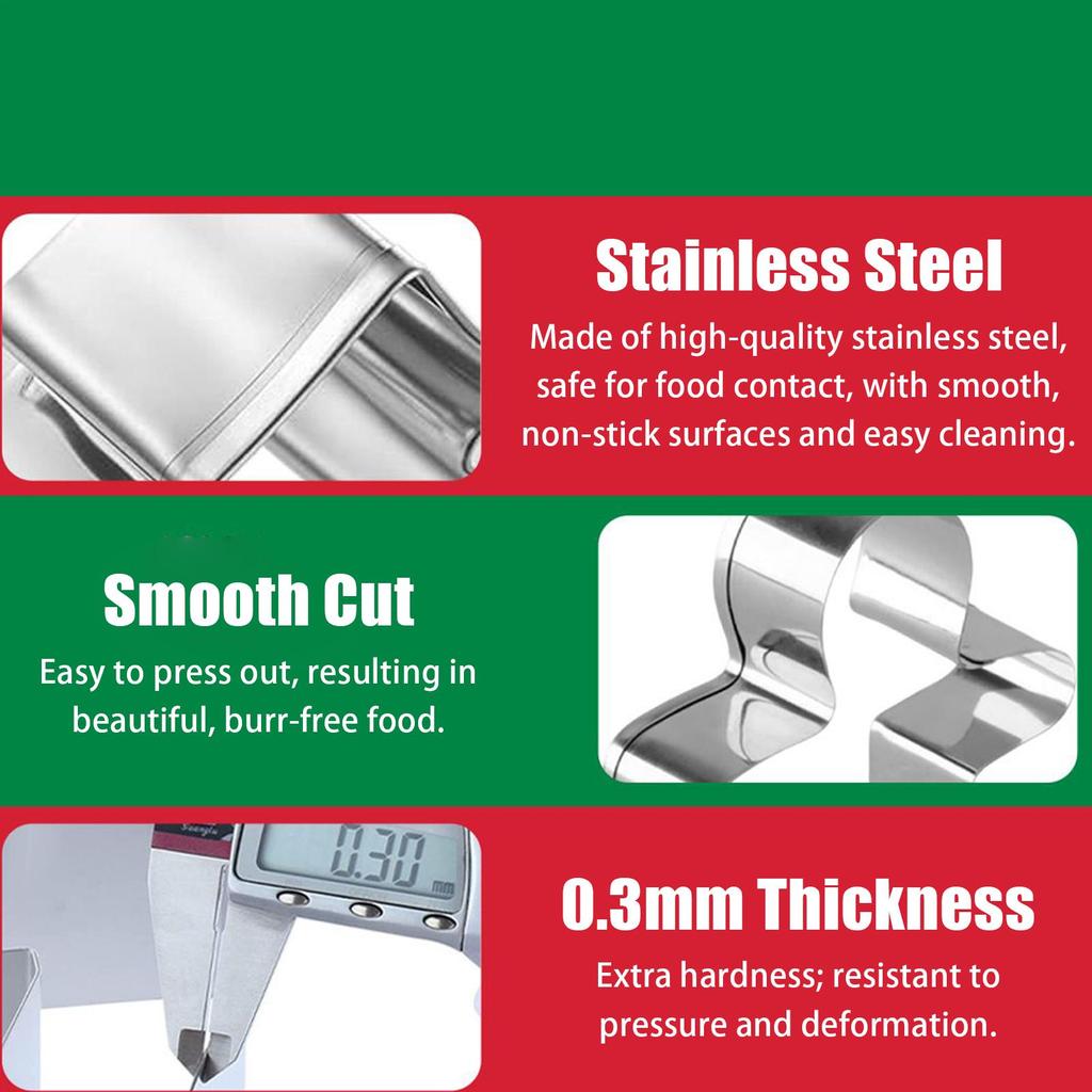 Cookie Cutter Set 18 Pieces Christmas Stamp Stainless Steel Holiday Cookie Molds For Kids Family Holiday Home Party Classroom