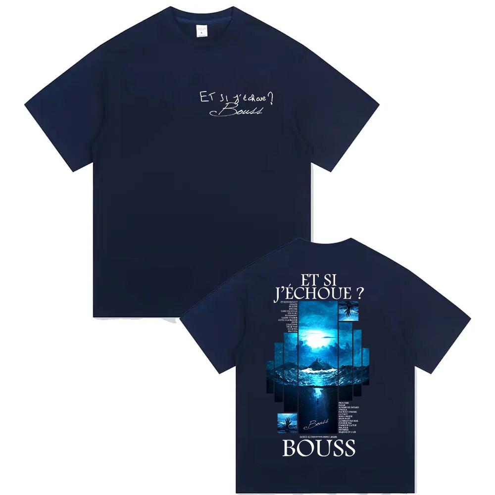 Rapper BOUSS ET SI JECHOUE  Tour 2026 Graphic T Shirt Mens Retro Hip Hop Short Sleeve Tshirts Pure Cotton Tshirt Streetwear