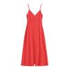 European & American Style 2026 Linen Blend Button-Up Strap Dress 7964709