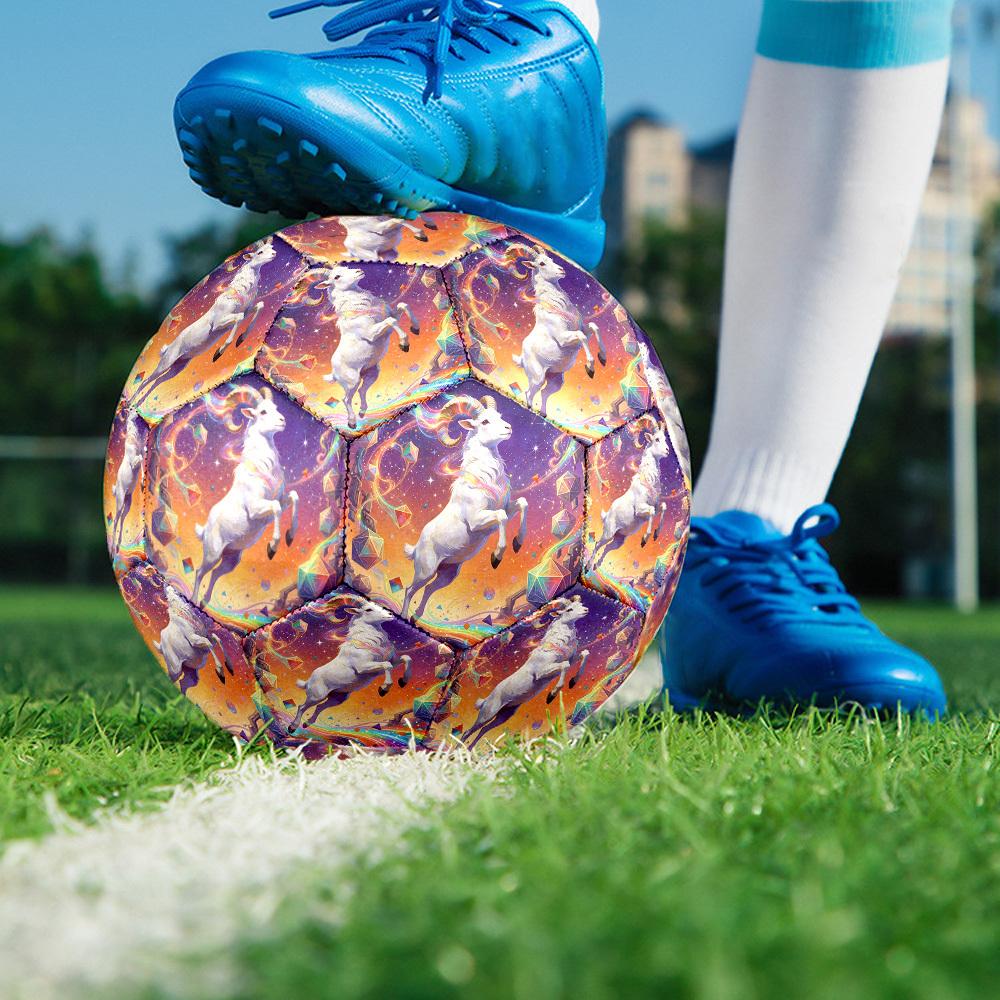 1pc Celestial Goat Journey Theme Soccer Ball Football, Size 5, Lightweight PVC, Durable Outdoor Training Soccer Ball, Gift M61465