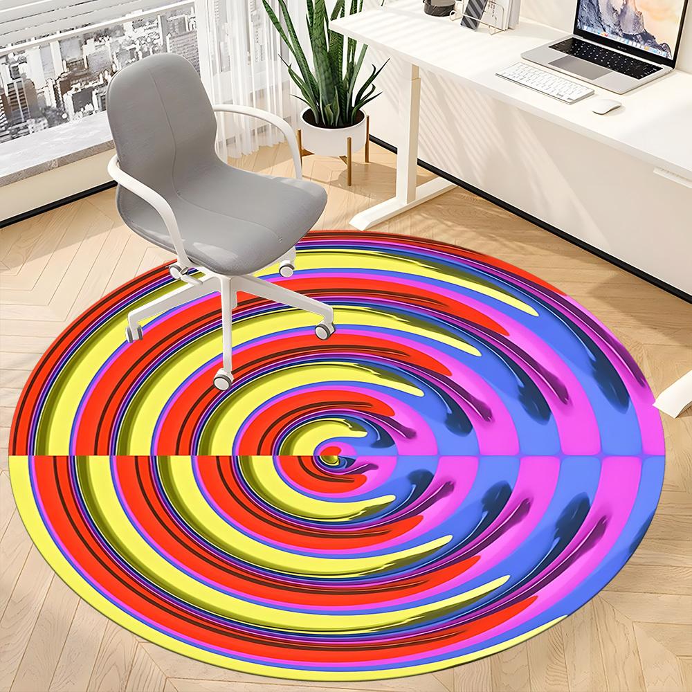 1pc Hypnotic Circle Pattern Chair Carpet for Office Non Slip, Machine Washable Rug for Office, Room Holiday Decor for Christmas, Birthday Polyester
