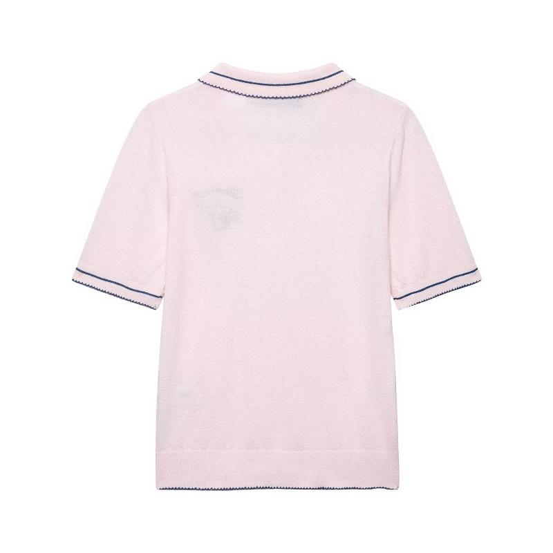 2026 Womens Cinnamoroll Embroidered Polo Shirt Slim Fit Short Sleeve Knit Top Casual Style