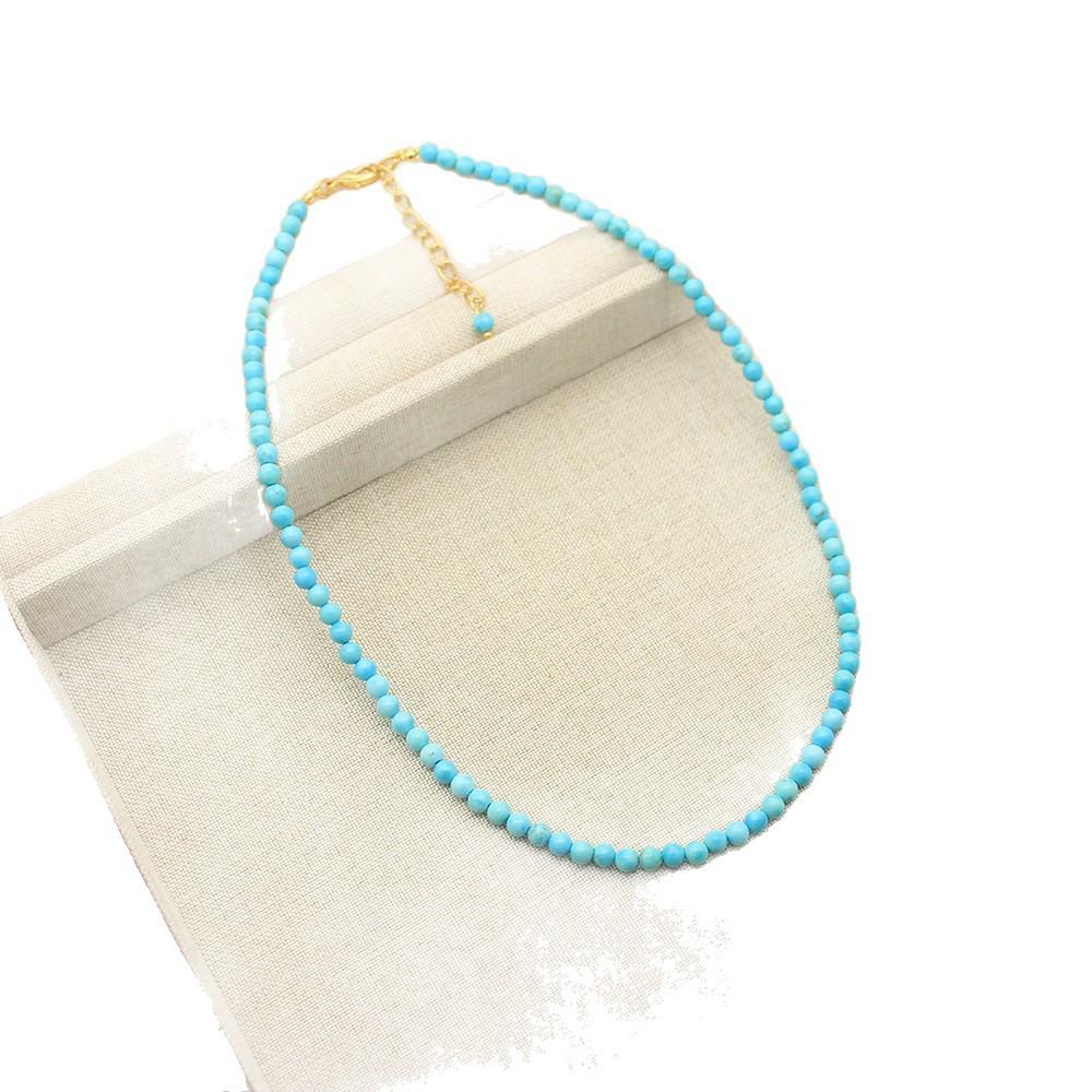 Small Fresh Turquoise Necklace Ot Buckle Retro Temperament Seaside Vacation Style Necklace