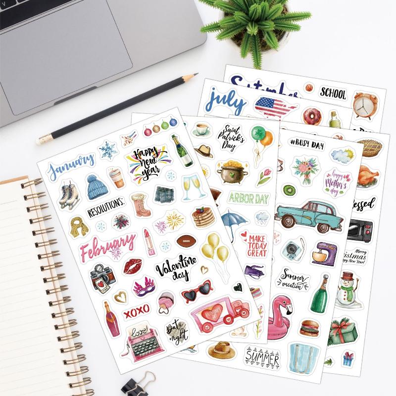 210Pcs Planning Stickers Cartoon Daily Notes With Festive Theme Creative Journaling Planning Stickers Paper Labels For Notebook