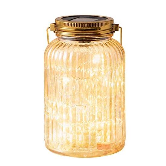 

Takasho Solar Light, Outdoor Fairy Mason Jar, Gold, Champagne Gold, Garden Light, Waterproof, Sparkling, Gentle Light, Glass, Stainless Steel,
