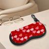 Romantic Red Heart Pattern Sunglasses Case, Soft Fabric Eyewear Pouch, Portable Protective Glasses Bag, Valentine Gift Travel Accessory
