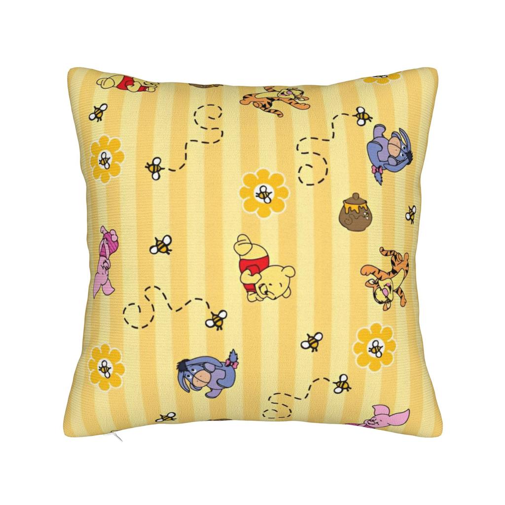 Winnie The Pooh And Tigger Square Pillow Cases Cute Bee Cushion Cover Customized Zipper Decor Pillowcase for Home