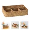 Rural Type Divided Straw Woven Basket Airy Storage Organized Ideal For Dry Food Home Ornament