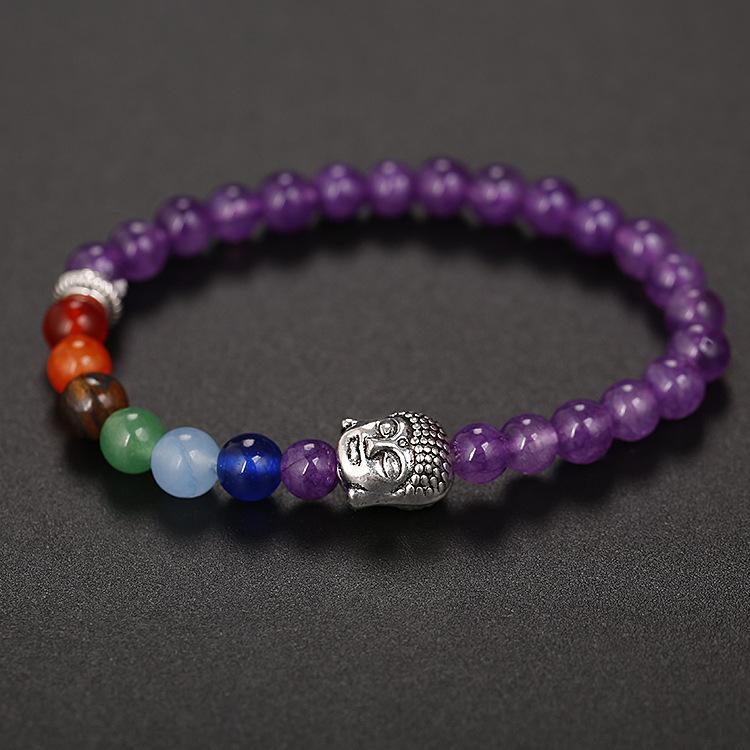 6Mm Natural Stone Green Dongling Agate Buddha Head Bracelet Jade
