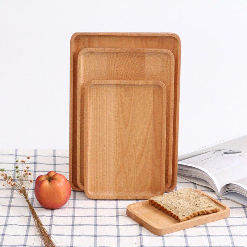 Wood RectangularTableware Serving Tray Decorative Food Holder Storage Tray