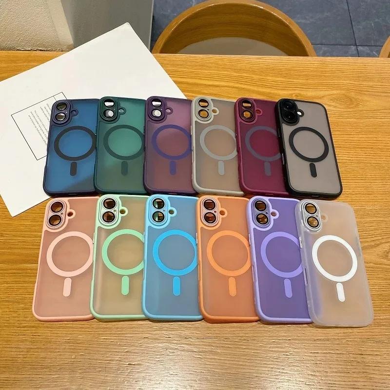 Luxury For Magasfe Wireless Charging Magnetic Matte Case for iPhone 16 15 14 Plus 13 12 11 Pro Max Shockproof Armor Bumper Cover