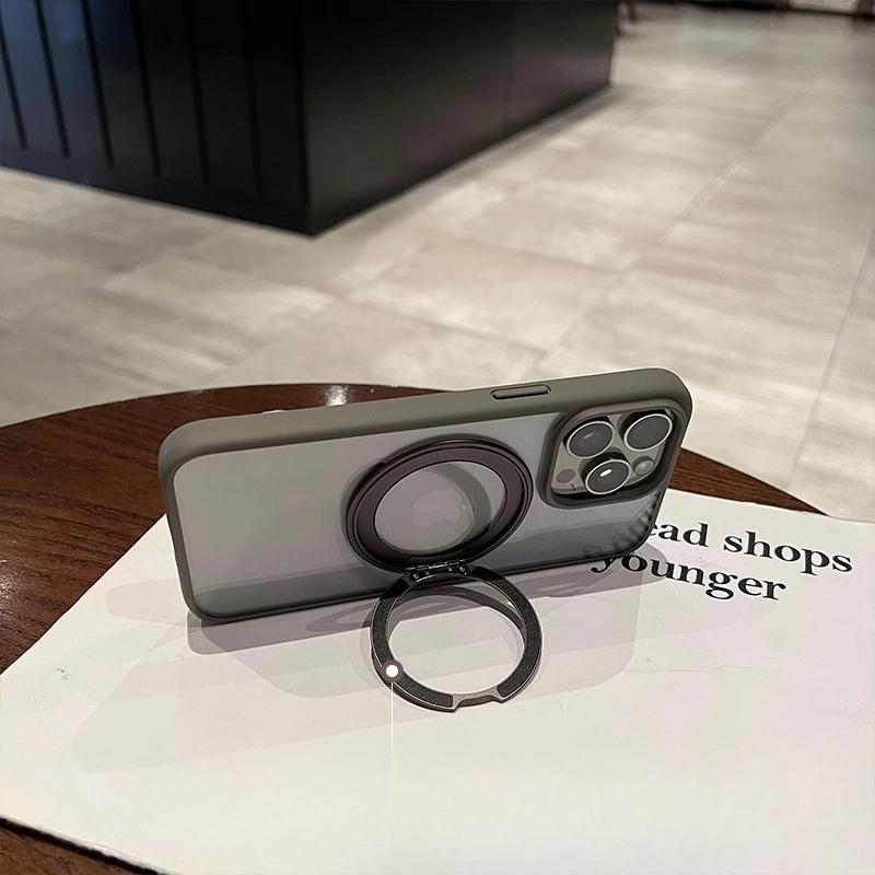 360° Rotating Bracket with Magnetic Suction Suitable for IPhone 16pro IPhone Case Simple 17proMax Transparent