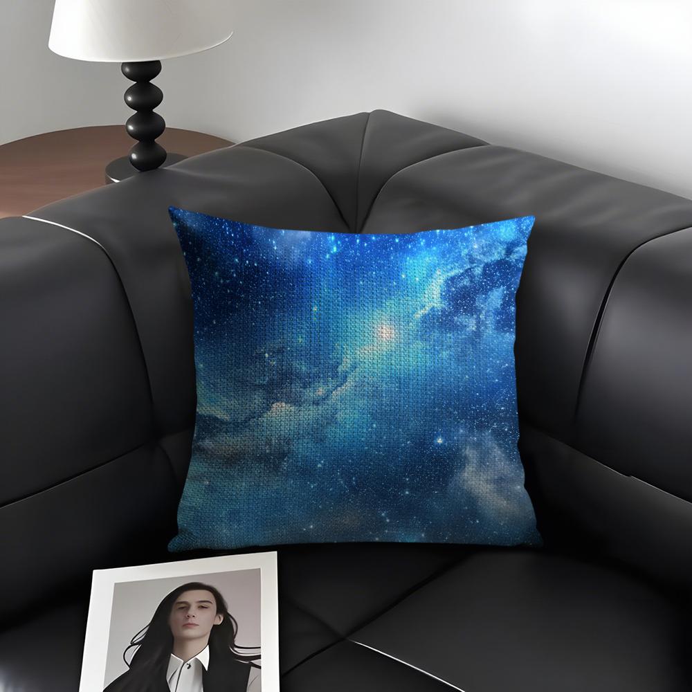 Starry Sky Fashion Cushion Cover Natural Linen Organic Fabric DoubleSided Printing Sofa Home Decor Gift Pillow Case