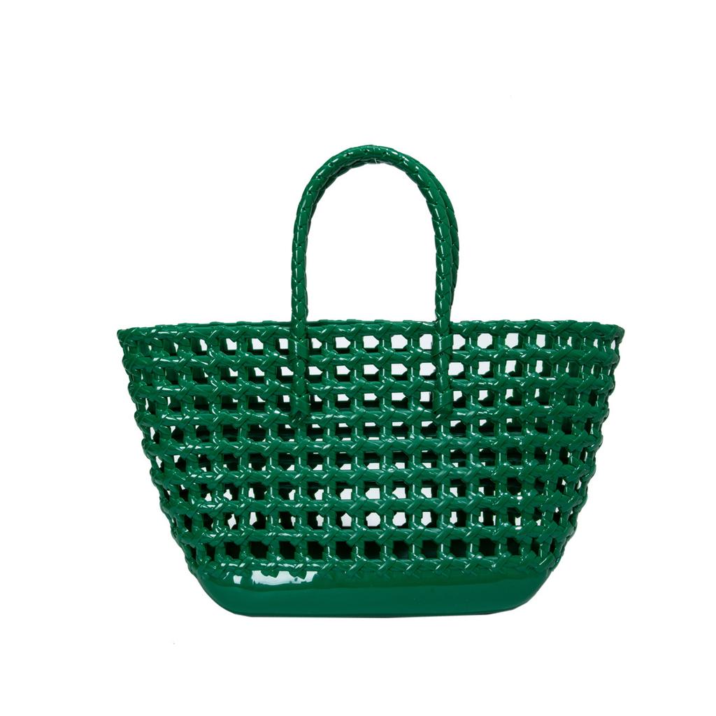 2025 New Macaron Jelly Bag Women's Fashion Versatile Woven Vegetable Basket Bag Hollow Large Capacity Handbag