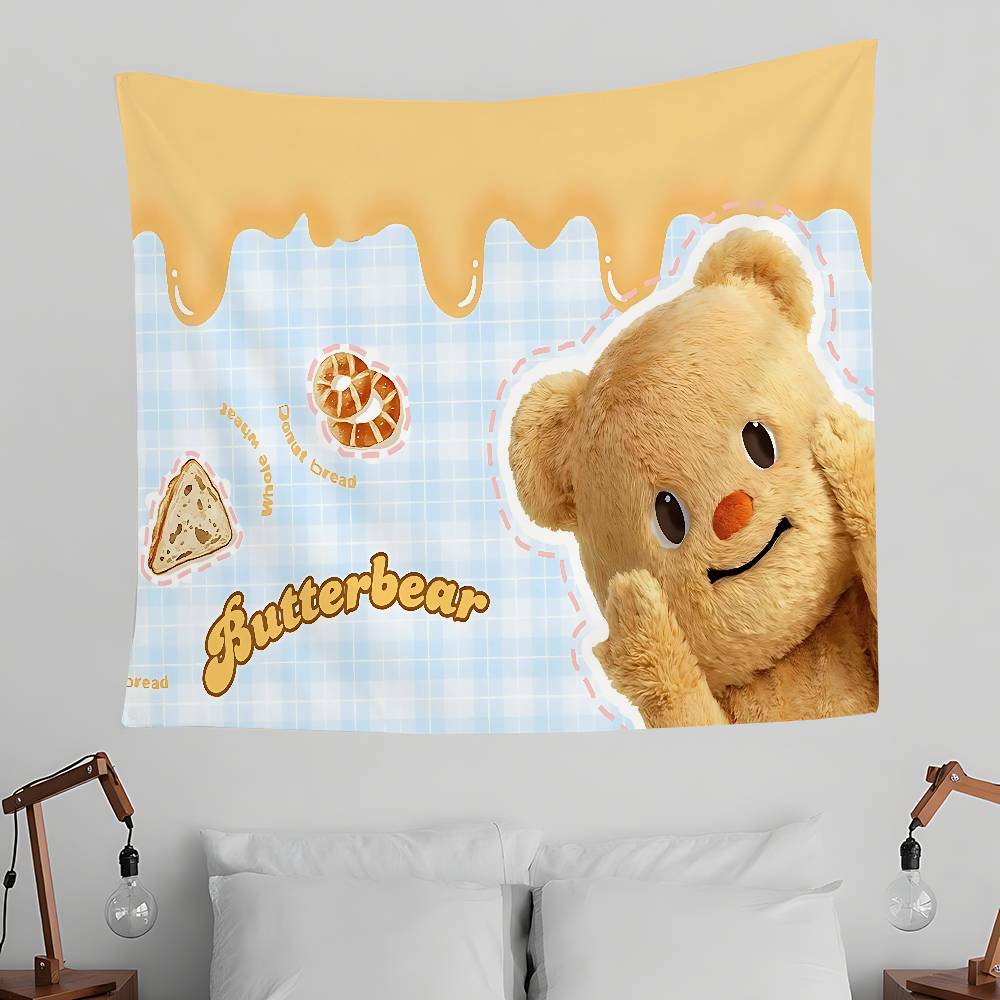 BButter BBear Cute Tapestry Wall Hanging Tapestry Art Deco Blanket Curtain Hanging At Home Bedroom Living Room Decor