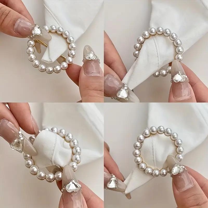 1PC Elegant Metallic Waist Buckles Exquisite Rhinestone Faux Pearls Waist Buckles Clothing Accessories Pearl Clothing Corner