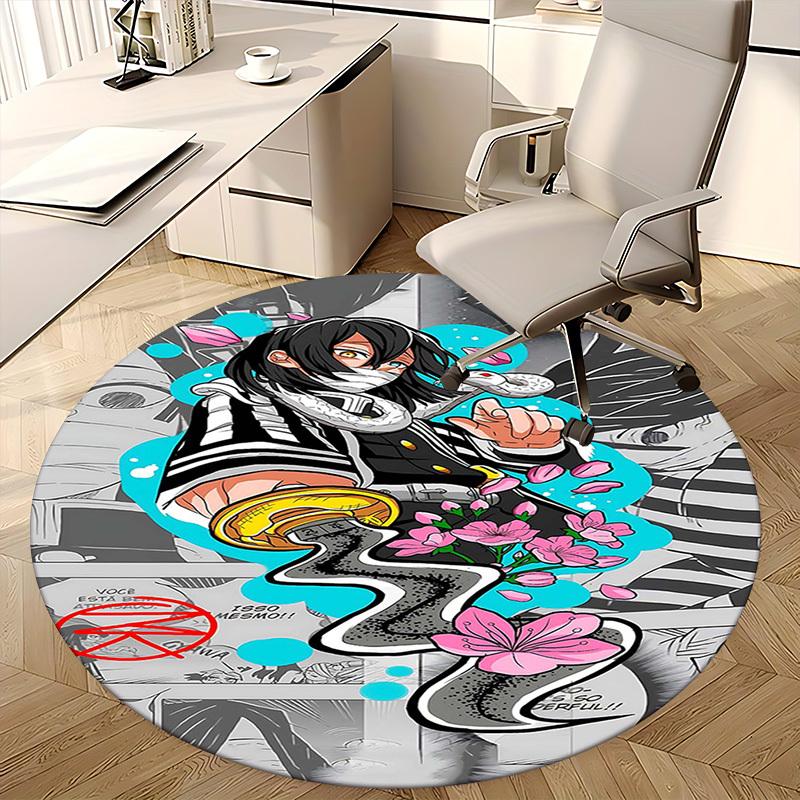 1pc Anime Character with Snake Round Carpet - Office Chair Mat, Anti-Slip Rug for Home Decor, Living Room, Bedroom, Game Room