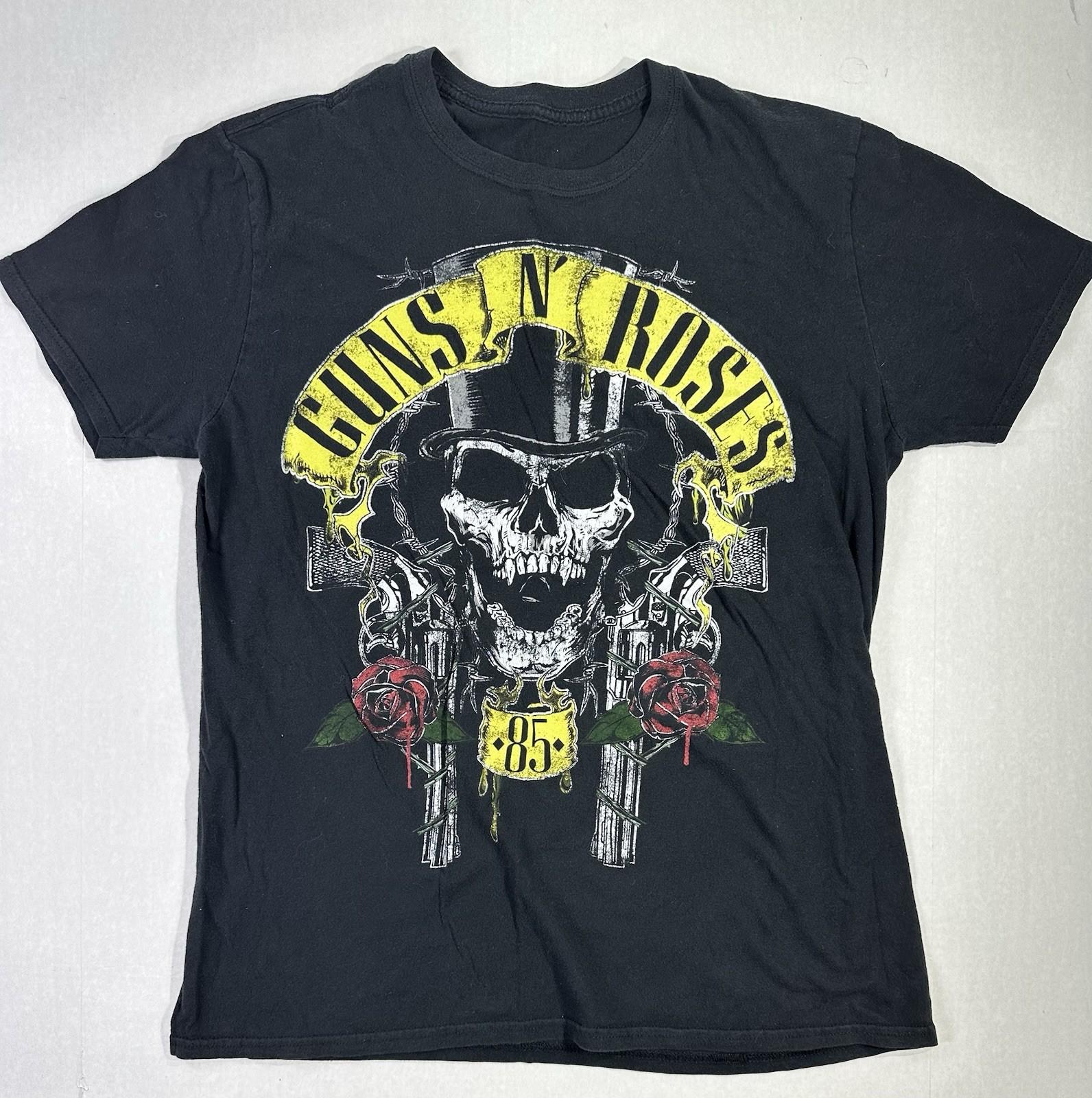 Guns N’ Roses 85 Skull Crossbones Black Men’s Graphic Rock Band Tee Unisex T-Shirt XXXXL