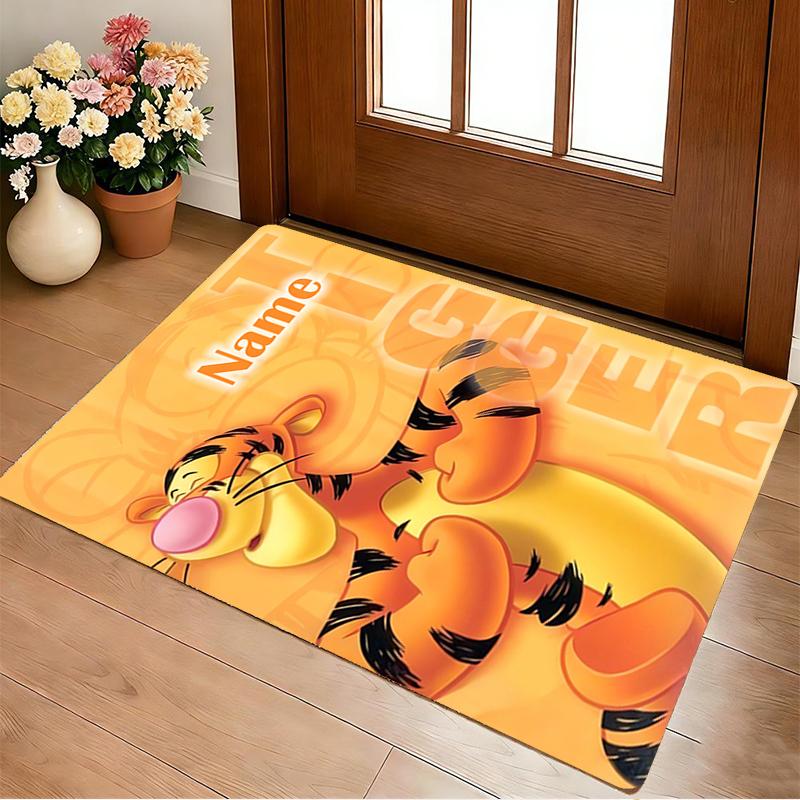 Custom Name Winnie Pooh Party Living Room Non-Slip Area Rug Soft Carpet for Bedroom Kids Playroom Sofa Office Home Decor Doormat