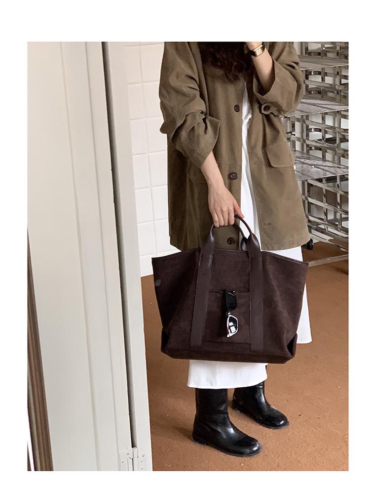 Dámska kabelka v retro štýle z kórejskej semišovej kože - Módna taška s veľkou kapacitou (2024) od Rourouchen