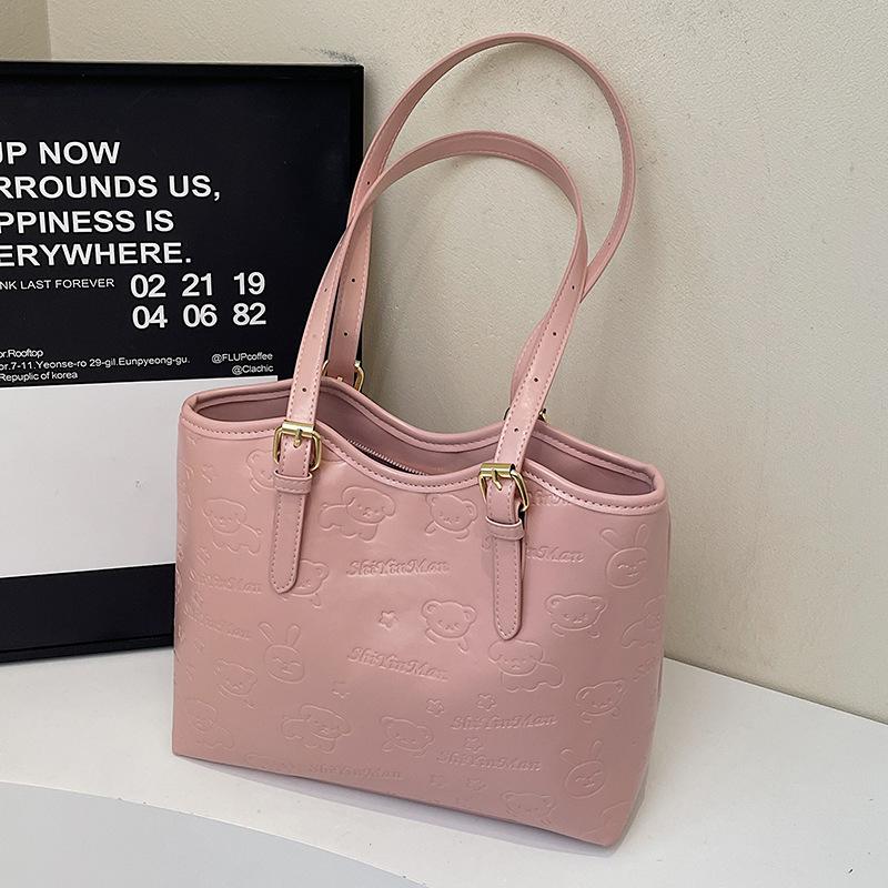 Spring and summer new casual Korean version cute embossed simple wind tote bag large capacity fashionable commuter shoulder women's bag