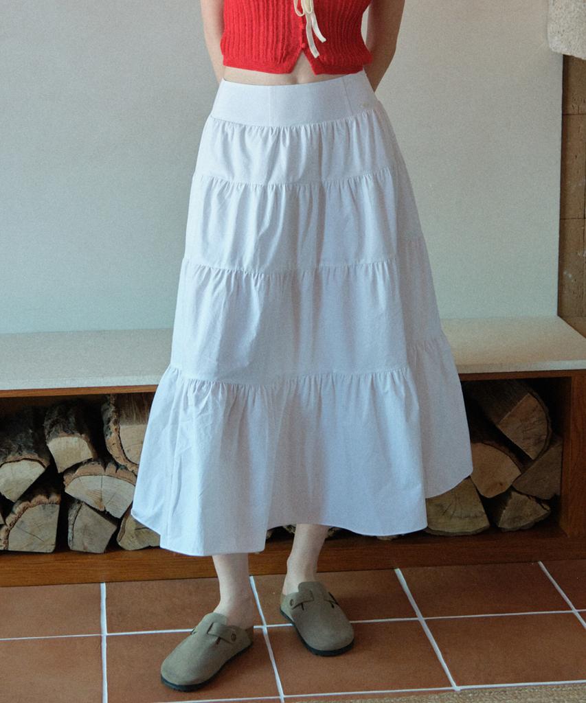 TTUDEMENT Tiered Long Skirt Ivory