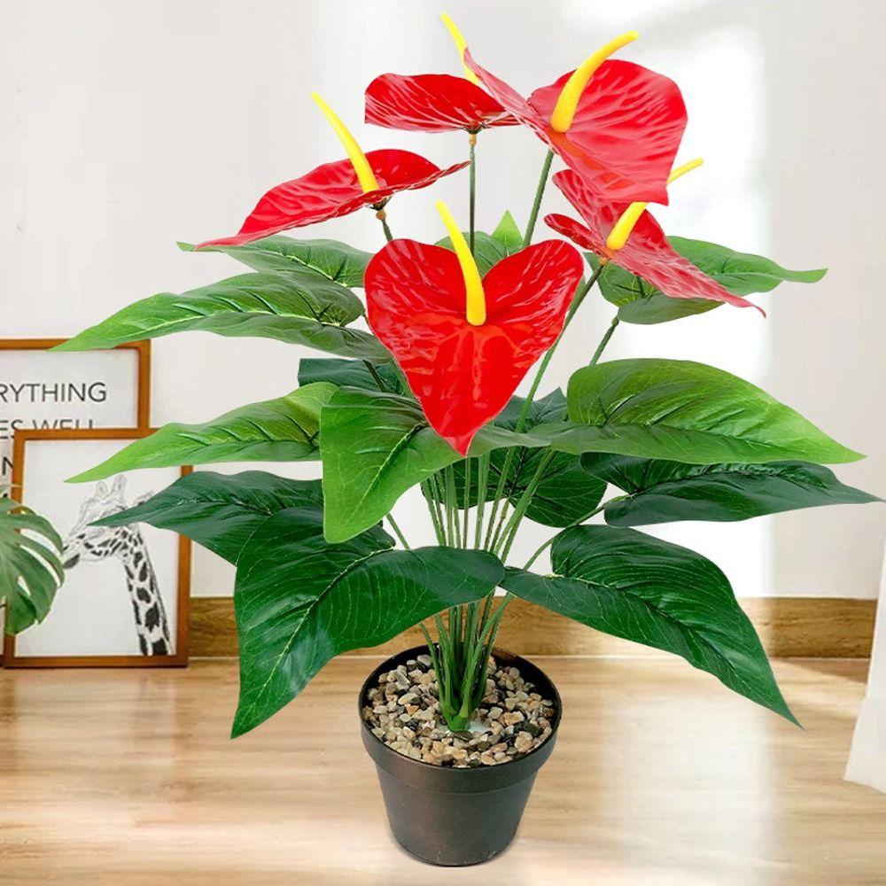 35/50CM Artificial Red Palm Plant Lifelike Fake Plants  Living Room Bedroom Decor