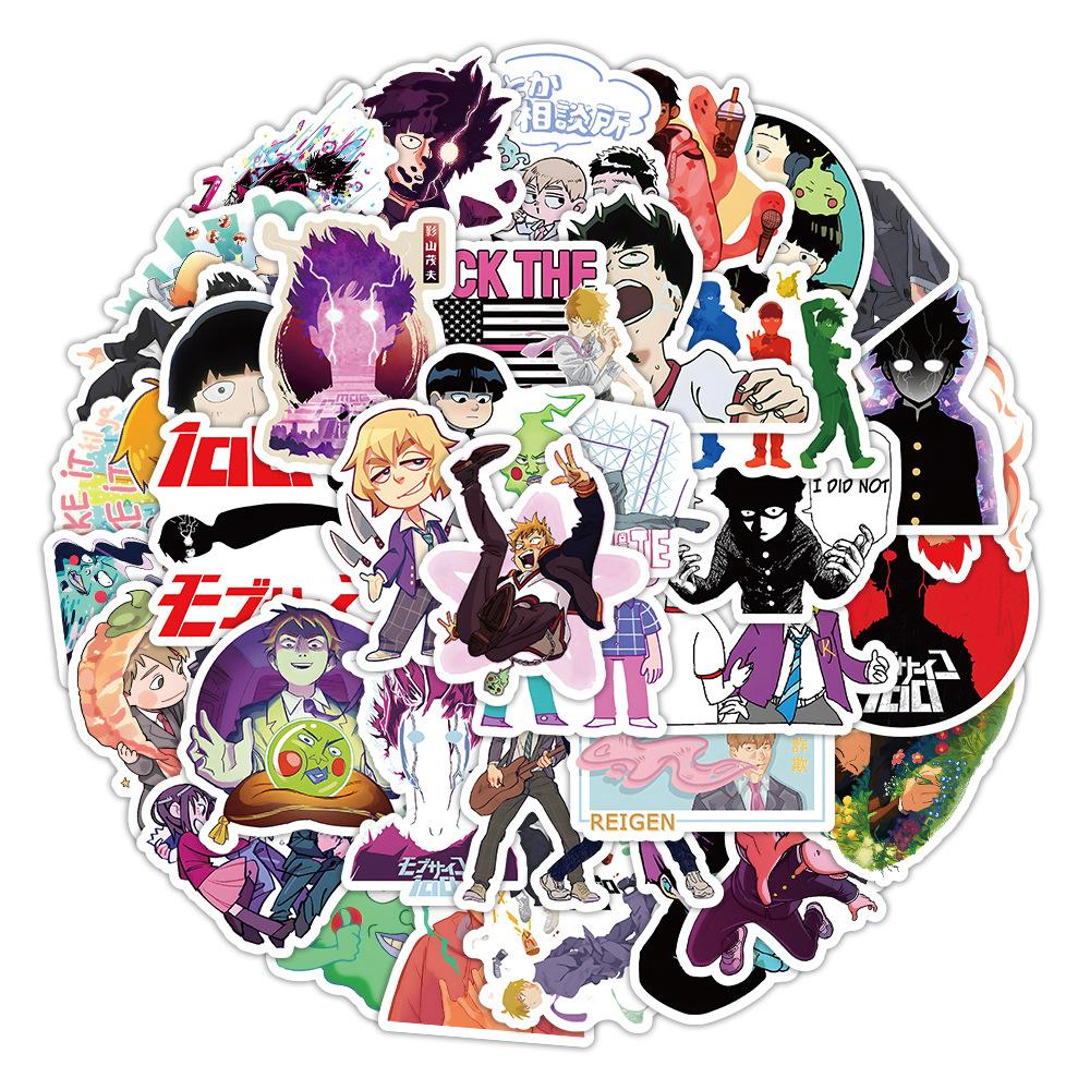 10/30/50pcs Anime Mob Psycho 100 Stickers Cool Mobu Saiko Hyaku Decals DIY Suitcase Helmet Skateboard Cartoon Decoration Sticker