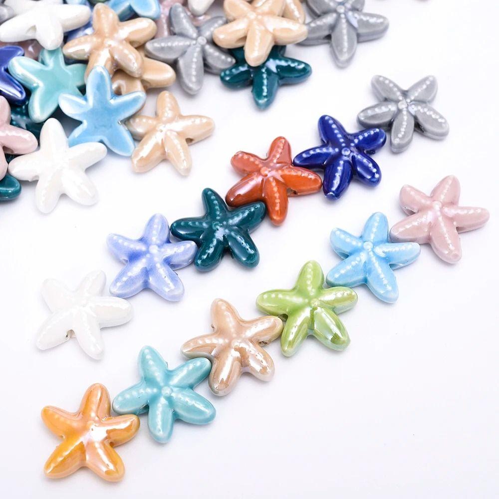10pcs Handmade Craft Ceramic Spacer Loose Beads Ceramic Jewelry Making Material Starfish Bead Women