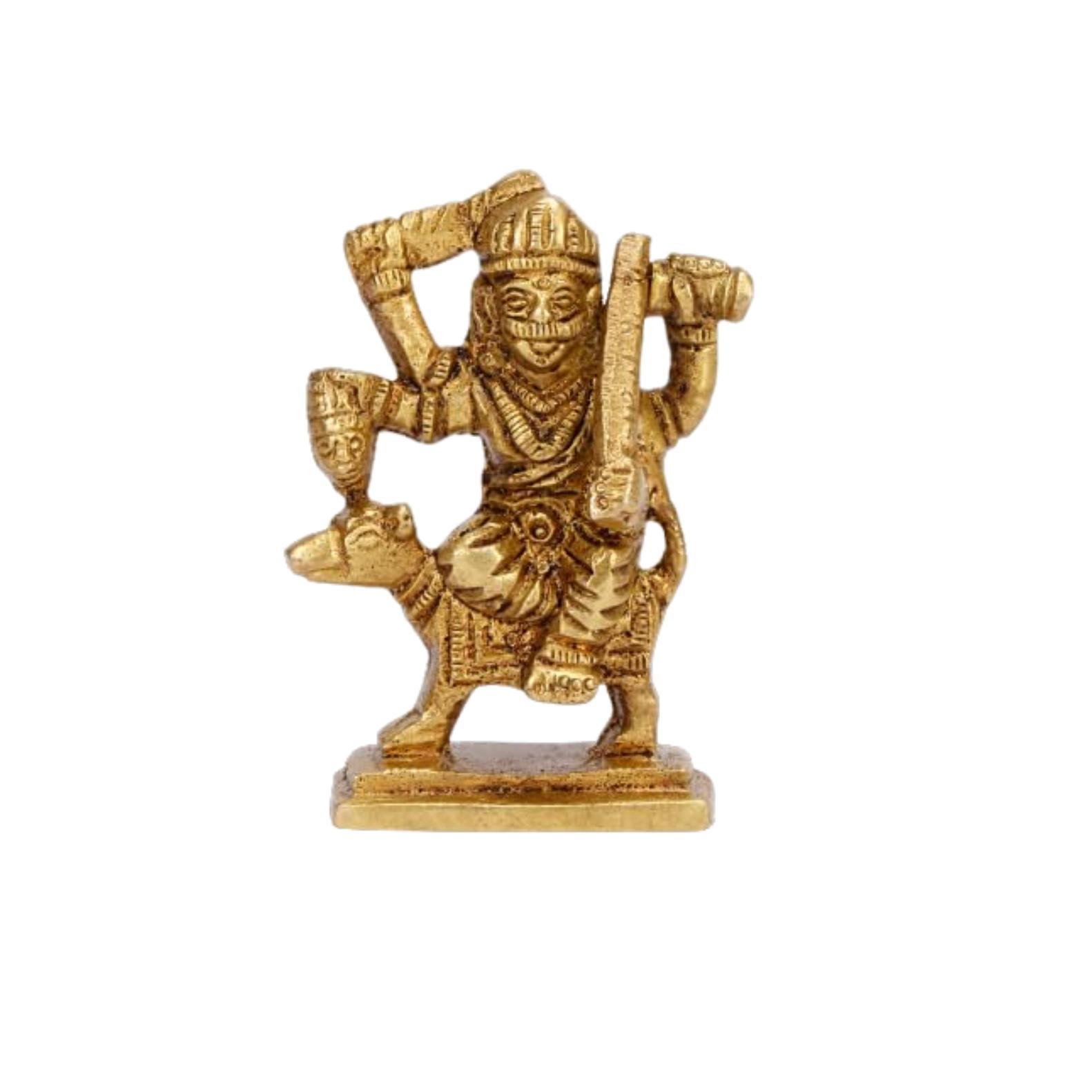 Handmade Antique Brass Hindu Diety Bhairav Baba Idol, Home Decor, Gold, Brass