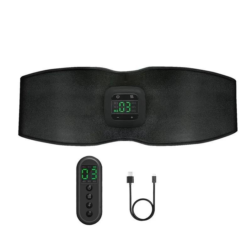 

Электрический пояс для тонуса живота, стимулятор мышц EMS, фитнес-наклейка, подогрев, теплый пояс для живота, графен, потеря веса чёрный
