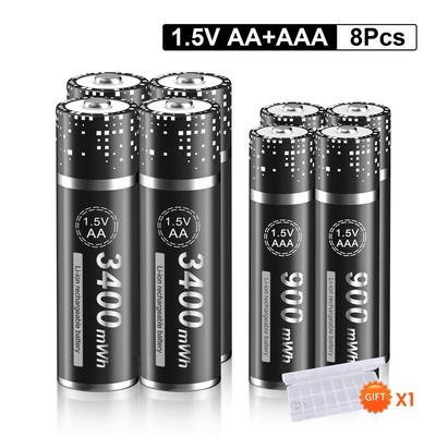 1.5V AA 3400mWh Rechargeable Li-ion Battery 1.5V AAA 900mWh Battery for Remote Control Mouse Small Fan Electric Toy Battery