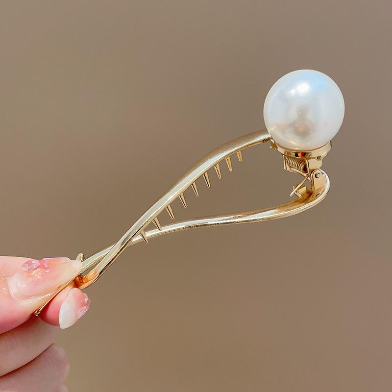 Lady Charm Pearl Hair Clips Hairpins Ponytail Clip Barrettes Hairgrips Headwear Women Hair Styling Tools