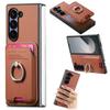 Magnetic Leather Wallet Phone Case with Card Holder Ring for Samsung Galaxy Z Fold 7 6 5 4 3 Fold7 Fold6 5G Detachable Cover