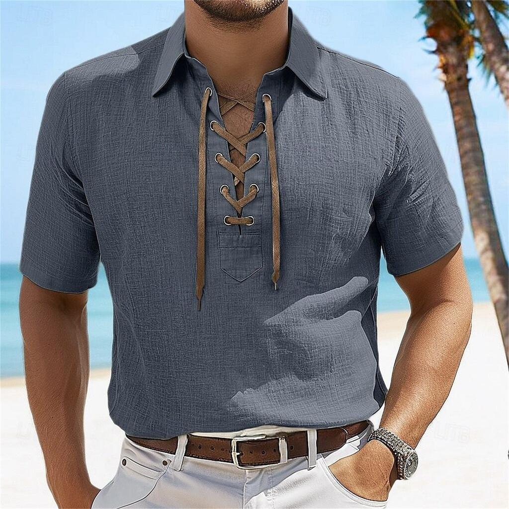 Summer Men With Lapel Short-sleeved T-shirt Men