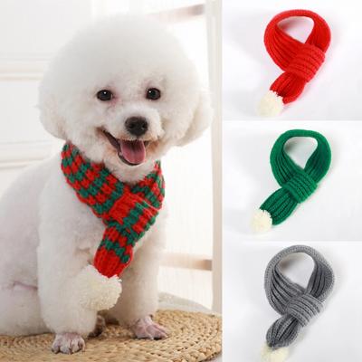 Pet Dog Autumn Winter Scarf Pets Red Green Christmas Theme Scarf Accessories Dog Teddy Bichon Frise Cat Scarf Pet Supplies