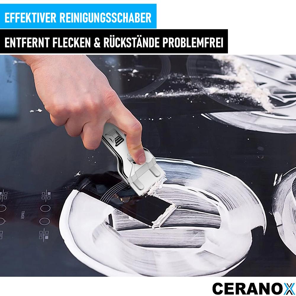CERANOX Ceranfeldschaber Glasschaber, 5 Ersatzklingen Kochfeldschaber Reinigung