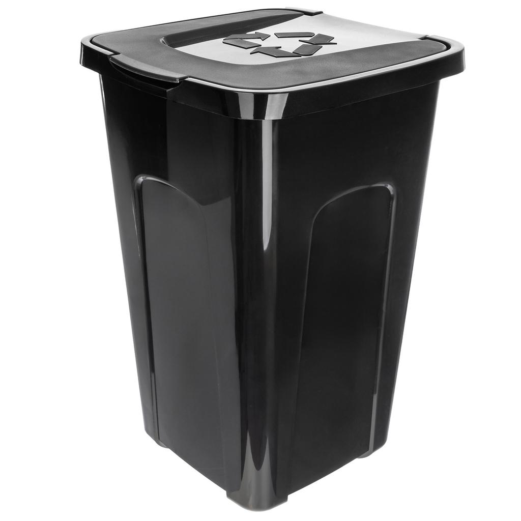 KADAX Trash Can Waste Container for Sorting 50L Bucket Black Container