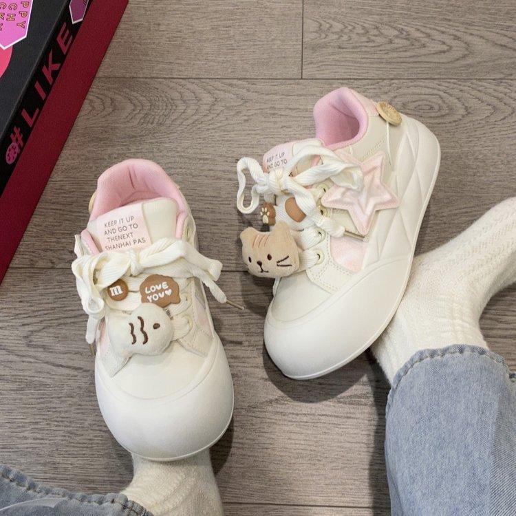 

Корейська версія кедів на платформі жіночі весна-літо 2024 нові гонконгський стиль велика голова хлібні туфлі кампус стиль висока цінність повсякденне взуття 40 рожевий