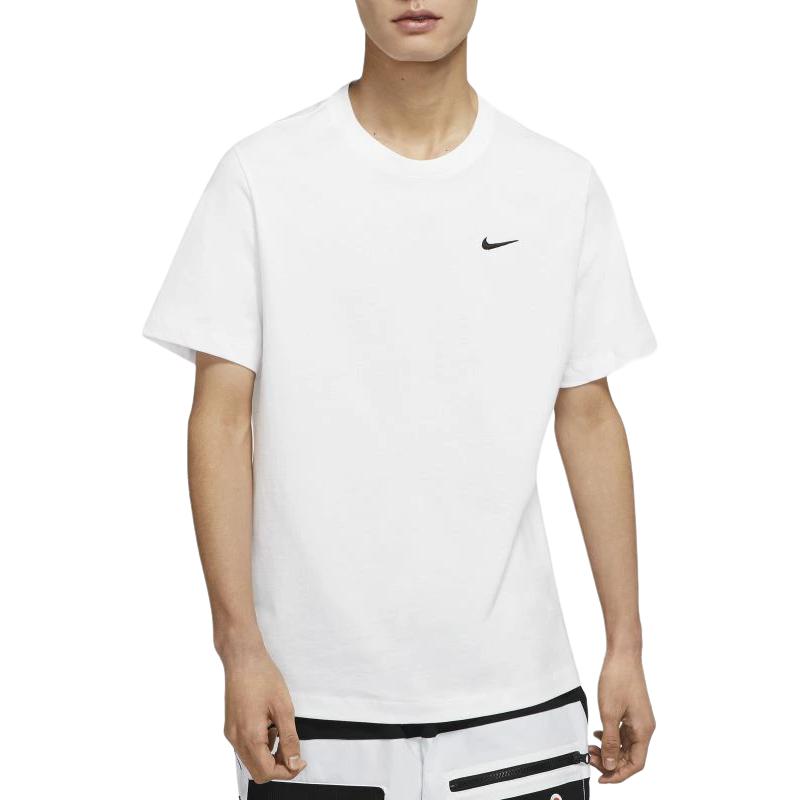 Nike Odzież sportowa Męska Koszulka z okrągłym dekoltem z haftowanym nadrukiem logo Biała BV0508-100