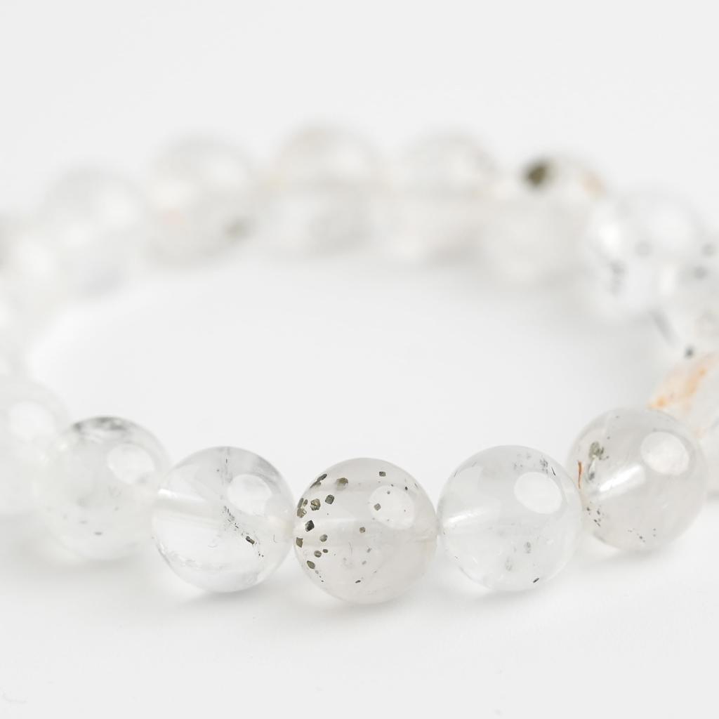 Eigado Pyrite In Quartz 18 Inner Natural Power Good Luck Bracelet, Beads, 11mm, Diameter Approx. 17cm, Stone, Stone, Charm, 2507-Brace-Pyr-02