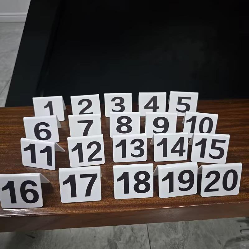 1-40 Acrylic V-Type Number Plates Table Numbers Cards Set Signs Position Markers for Restaurants Hotels Events Wedding Seat Tags