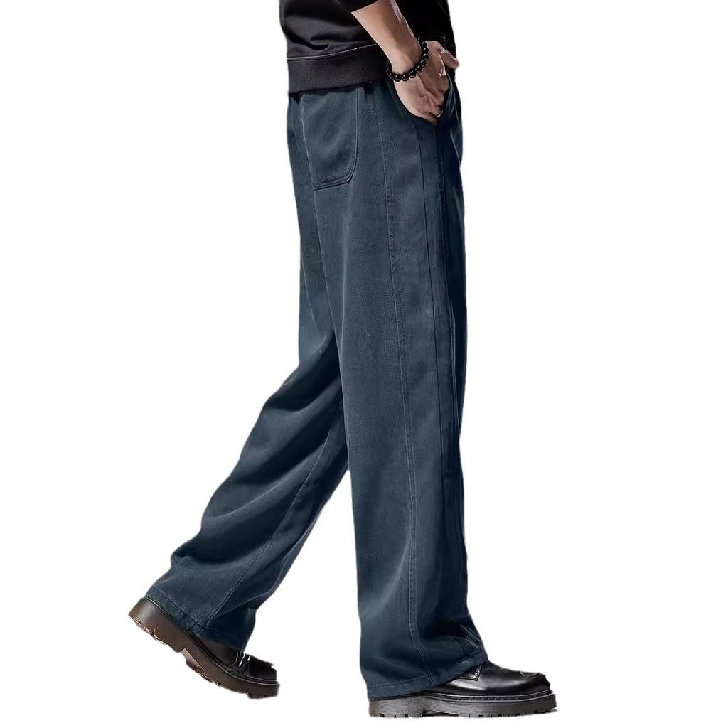 High-end drape Lyocell jeans men's autumn new loose straight American wide-leg casual pants men